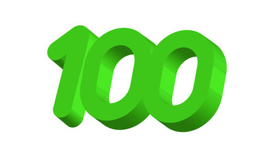 100 Simple Modern Green 3D Number