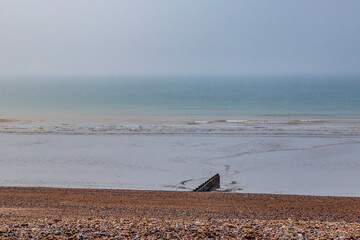 Looking out to sea from the pebble beach at Shoreham in Sussex