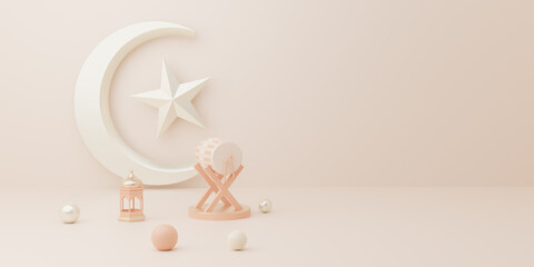 Obraz premium 3d rendering Eid al fitr or ramadan sale banner social media instagram post template