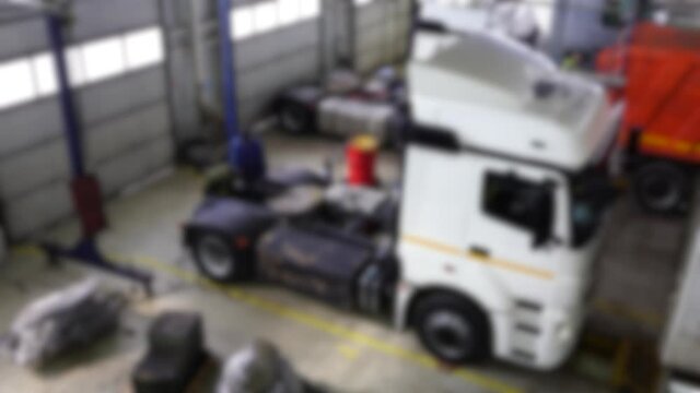 Blurred truck repair service