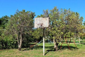 Old basketball backboard with ring 