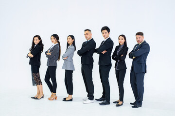 Obraz premium Full picture of the team Looks professional looking at the camera.