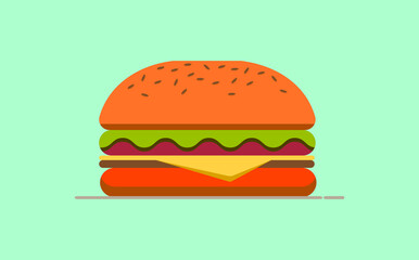 Hamburger icon vector on green background.