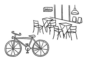 カフェと自転車がある風景02