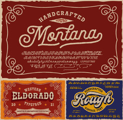 Vintage fonts bundle, this set with fonts is perfect for short phrases or headlines and can be used for many creative products such as alcohol labels, emblems, posters, and many others - obrazy, fototapety, plakaty