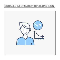 Low signal line icon. Low signal to noise ratio. Minimum level to establish connections.Information overload concept. Isolated vector illustration.Editable stroke