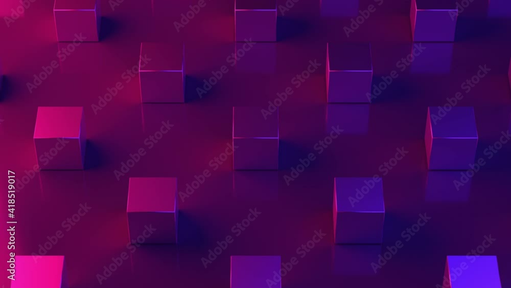 Poster animation. repeating pattern. cubes texture. 3d cube wallpaper. neon light. coolorful background. gr