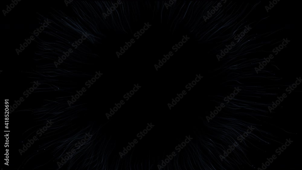 Poster animation. dark blue particles explosion. bokeh lights. shockwave circle. round frame. isolated on b