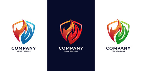 Fire shield, icon Oil, gas and energy logo 