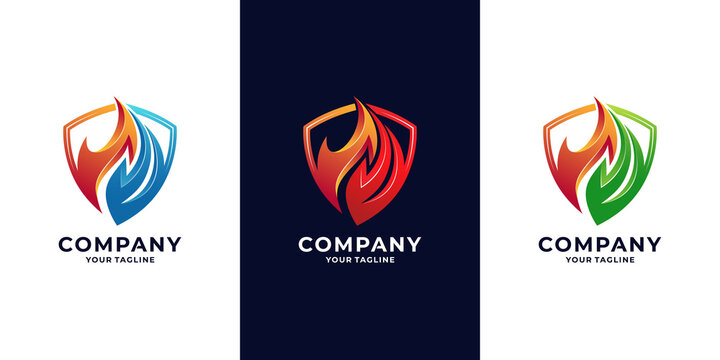 Fire shield, icon Oil, gas and energy logo 