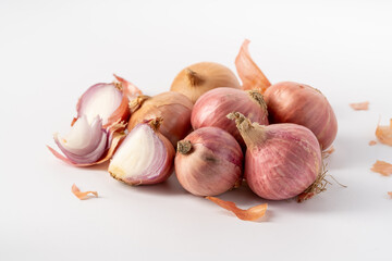 Fresh scallion on pure white background