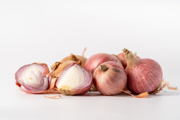 Fresh scallion on pure white background