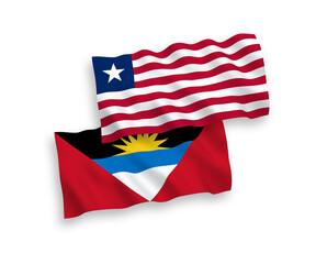 Flags of Liberia and Antigua and Barbuda on a white background
