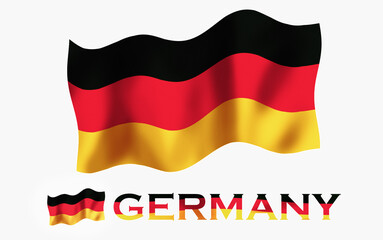 Germany flag illustration with Germany text and black space. German emblem flag with text for copy space