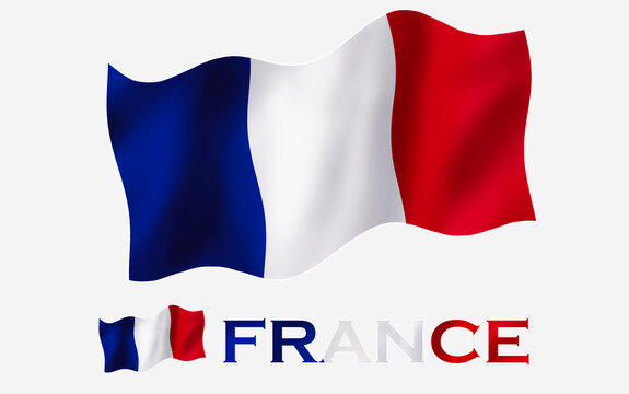 France flag illustration with France text and white space. France emblem flag with text for copy space