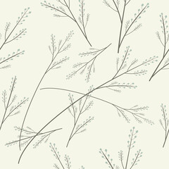 Seamless vector pattern with branches in pastel colors. Abstract branches. Botanical flat vector illustration for postcards and design