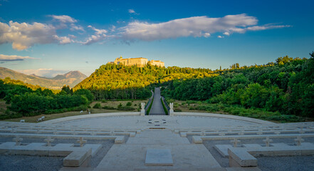 Monte Cassino Polish war cemetery on the top of the mountain in Italy - obrazy, fototapety, plakaty