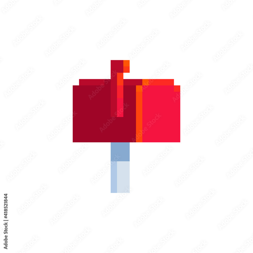 Poster mailbox flat icon. pixel art style. old school computer graphic design. 8-bit style. isolated vector