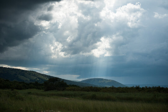 Landscape Before A Storm In The Akagera National Park, Rwanda, Africa