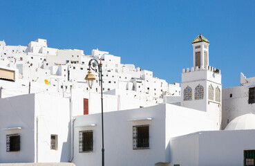 Naklejka premium Morocco old town. White walls 2.