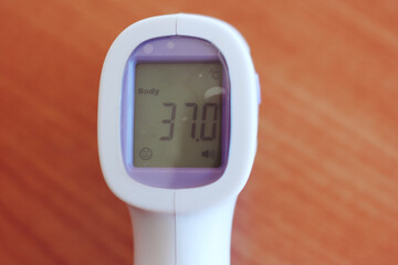 human temperature meter. detail of the screen