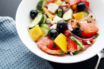 salad with feta cheese and olives