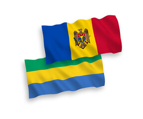 Flags of Moldova and Gabon on a white background