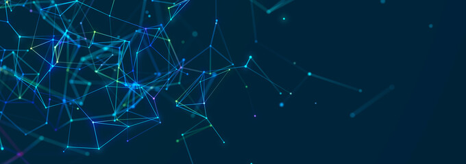 Abstract digital connection dots. Technology background. Network connection structure. 3d rendering. widescreen