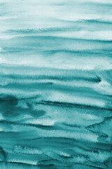 Turquoise watercolor background. Ombre blue ocean texture. 