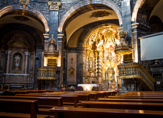 Azpeitia, Spain - August 13 2019: Majestic view of the interior of the Sanctuary of Loyola temple