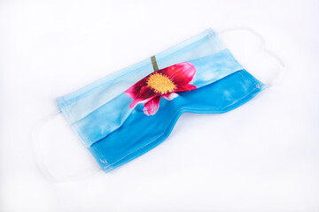 Colorful medical mask isolated on white background. It is for protection from coronavirus ,air pollution and flu.