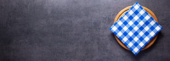 Pizza or bread cutting board for homemade baking on table. Food recipe concept at stone background texture