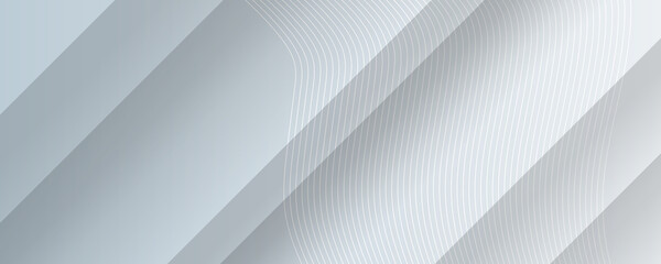 Abstract geometric white and gray color elegant background with stripes and white wave lines. Vector illustration 