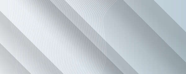 Abstract geometric white and gray color elegant background with stripes and white wave lines. Vector illustration 