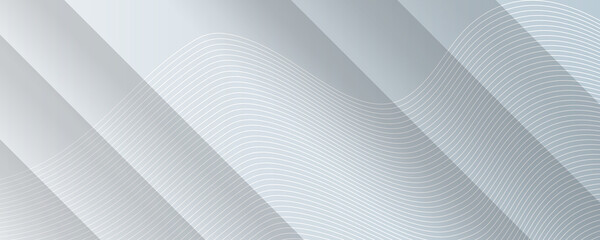 Obraz premium Abstract geometric white and gray color elegant background with stripes and white wave lines. Vector illustration 