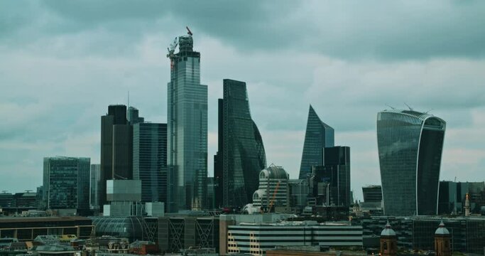 Time Lapse in futuristic skyline City of London, Europe