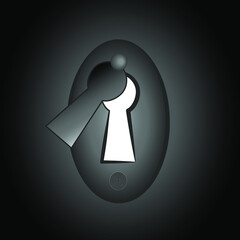 vector image of a translucent keyhole with no key on a dark background 