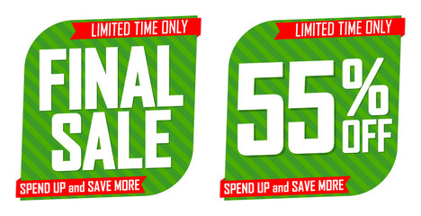 Final Sale, 55% off, banners design template, discount tags, vector illustration
