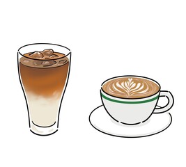 カフェラテ　アイス　ホット　ラテアート