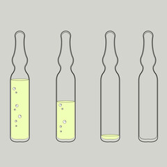  ampoules vaccine contour black and white and color