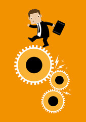 Businessman with cogs vector illustration
