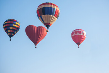 Beautiful colors of the hot air balloons flying on the  sky