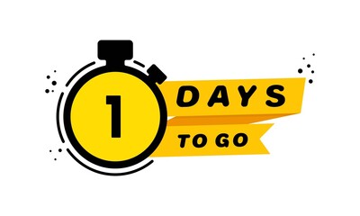 Fototapeta premium 1 Days to go icon set. Announcement. Countdown left days banner. Vector on isolated white background. EPS 10