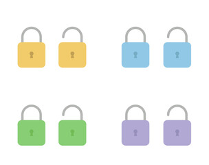 Set of lock icons, . Close and open lock symbols. Icons of locked and unlocked lock on white background. 