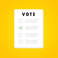 Vote form banner. Voting bulletin. Election concept.Vector on isolated background. EPS 10