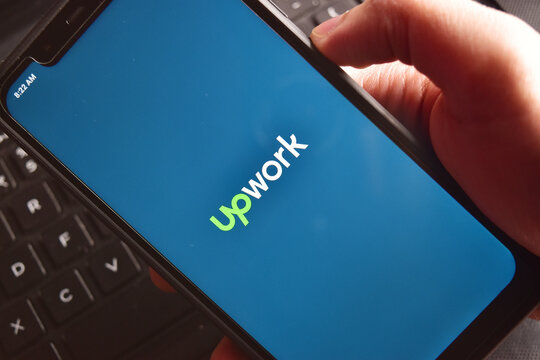 Upwork Application On Smartphone, Upwork is a platform for online freelance job 