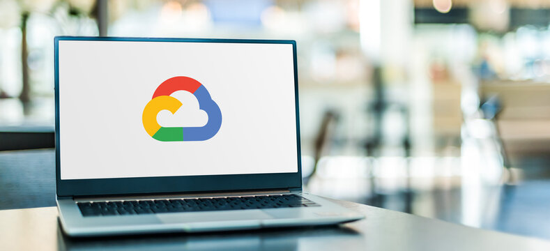 Laptop computer displaying logo of Google Cloud Platform