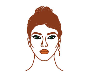 Portrait of a beautiful girl. Woman's face. Cartoon. Vector illustration.