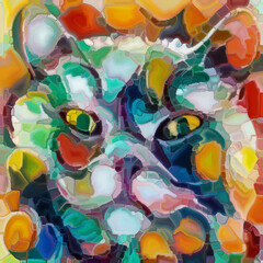 Abstract Cat Painting