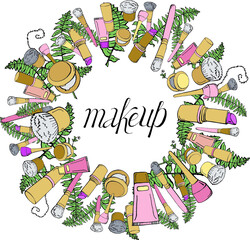 wreath of make-up accessories